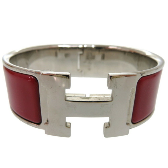 HERMES Red Enamel Metal H Motif Click-Clack Bracelet 18.7cm - Picture 5 of 11